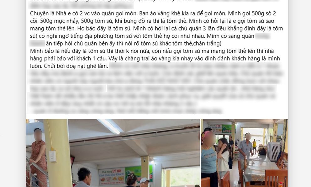 Xôn xao khách gọi tôm sú, quán mang ra tôm thẻ, nhân viên to tiếng: Chủ nhà hàng giải thích