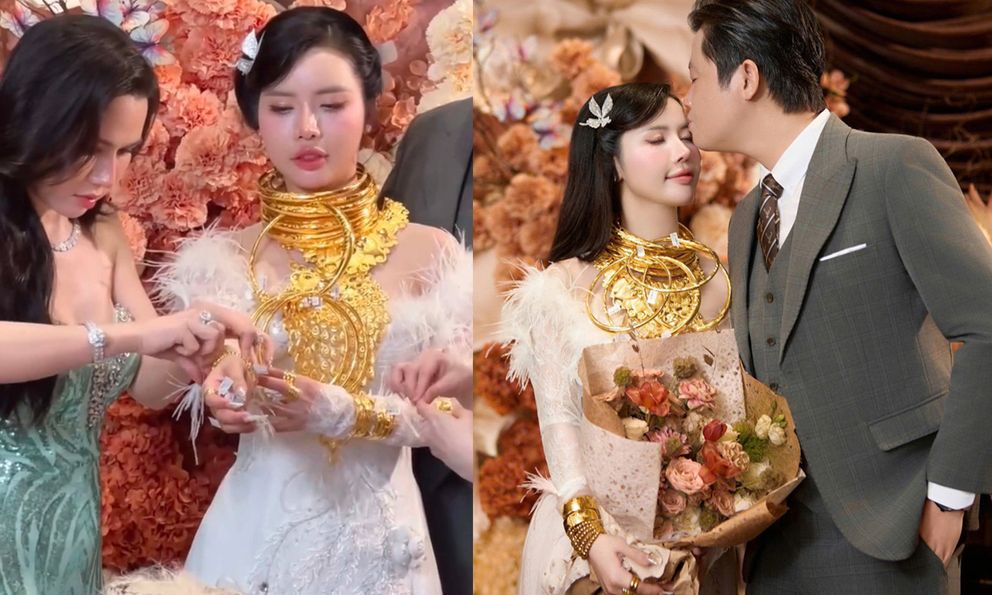 Danh tính cô dâu đeo vàng trĩu cổ, trao quà 40 phút mới xong, hé lộ con số “khủng”