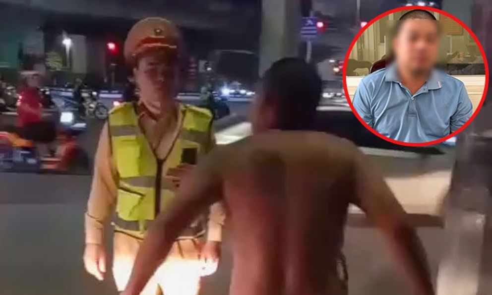 Hà Nội: Danh tính người đàn ông cởi trần la hét, chặn xe cảnh sát giao thông