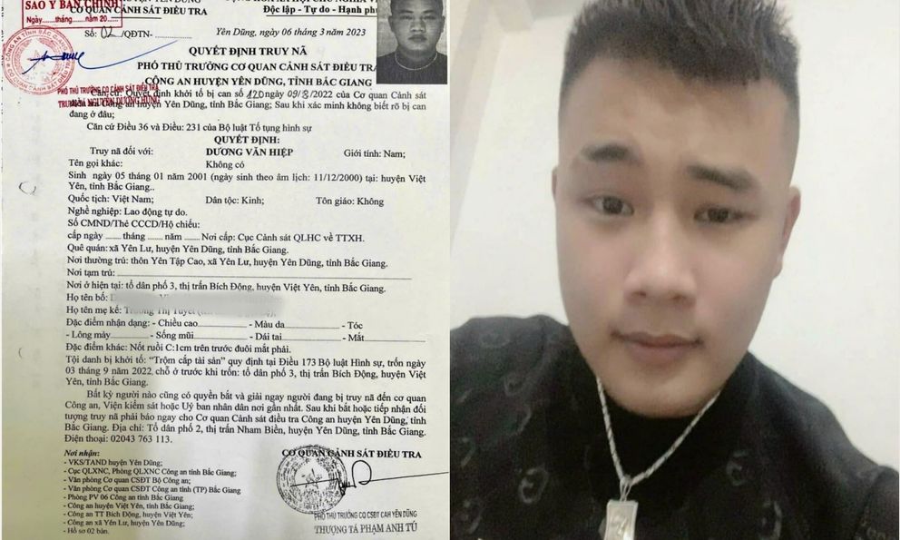Công an truy nã, kêu gọi Dương Văn Hiệp SN 2001 ra đầu thú 