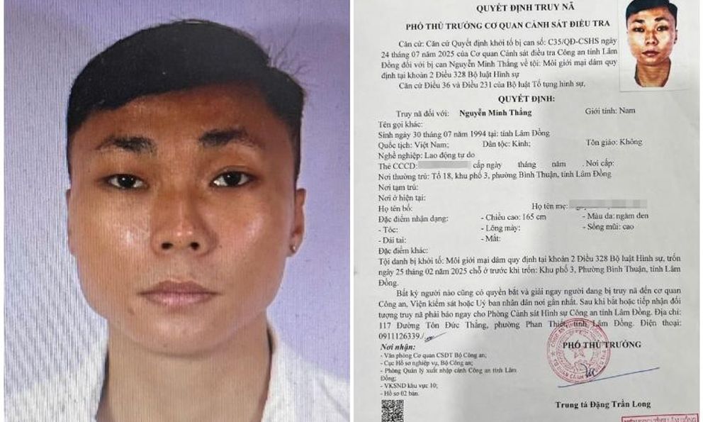 Quyết định truy nã Nguyễn Minh Thắng SN 1994