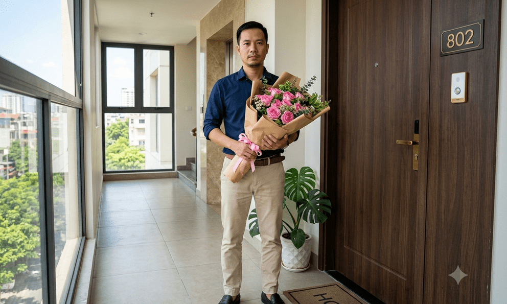 Đến tặng hoa vợ cũ ngày 20/10, người đàn ông gặp chuyện ngại ngùng, ôm hoa về luôn 