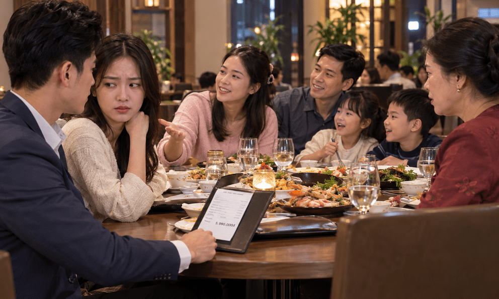 Em chồng ăn xong về trước, để lại hóa đơn gần 6 triệu đồng cho anh chị và cuộc điện thoại bất ngờ từ mẹ chồng