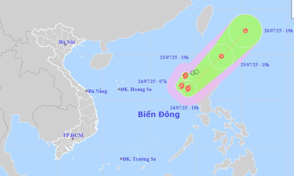 Áp thấp nhiệt đới đã mạnh lên thành bão số 4, mang tên Cỏ May 