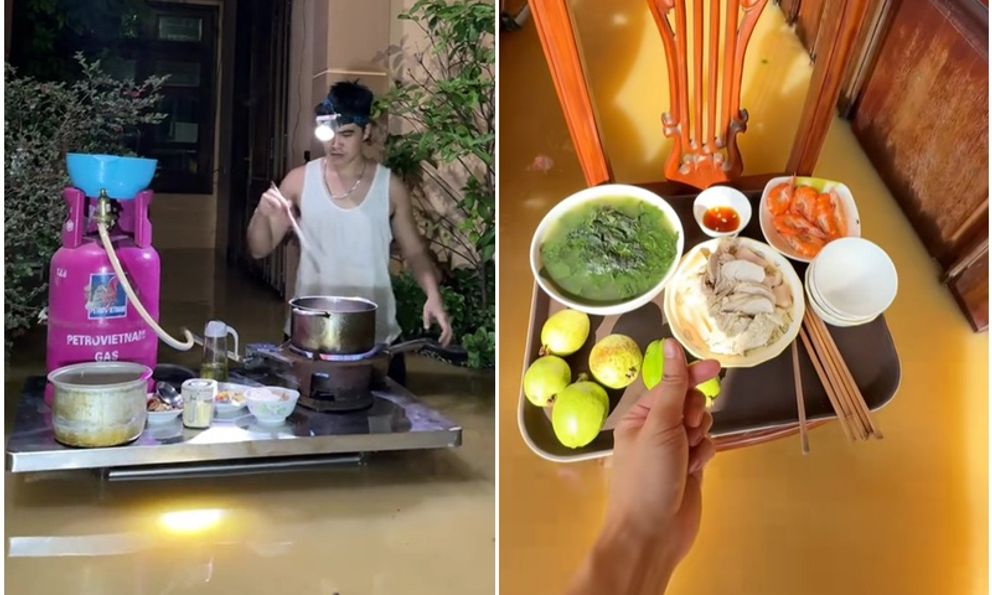 Chồng Bắc Ninh lội nước lũ lịch sử nấu 