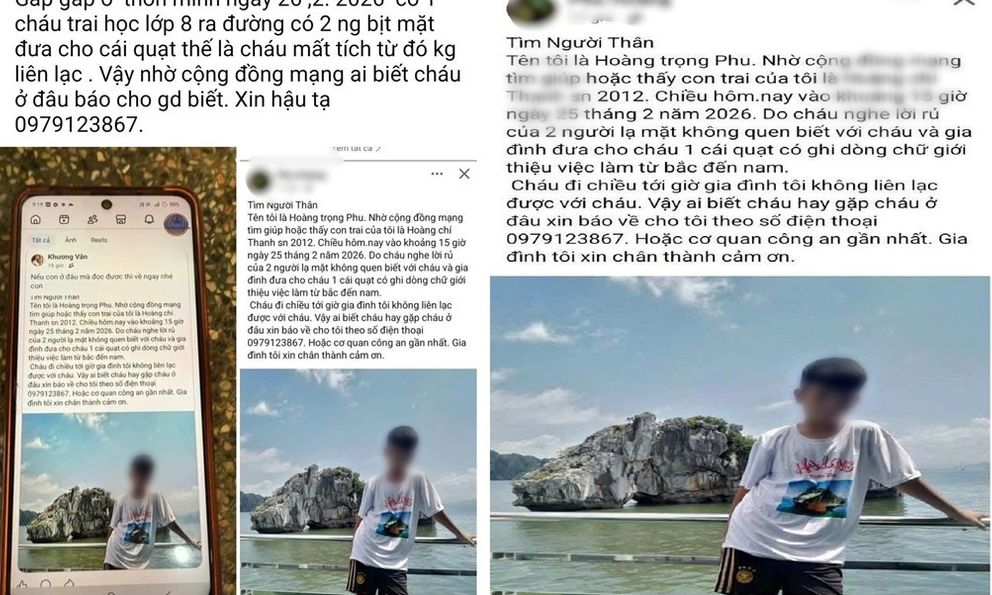 Thiếu niên sinh năm 2012 âm thầm rời nhà, gia đình hoảng loạn đăng tin khắp mạng xã hội: Công an phát hiện ở một địa điểm cách nhà 50km lúc đêm muộn
