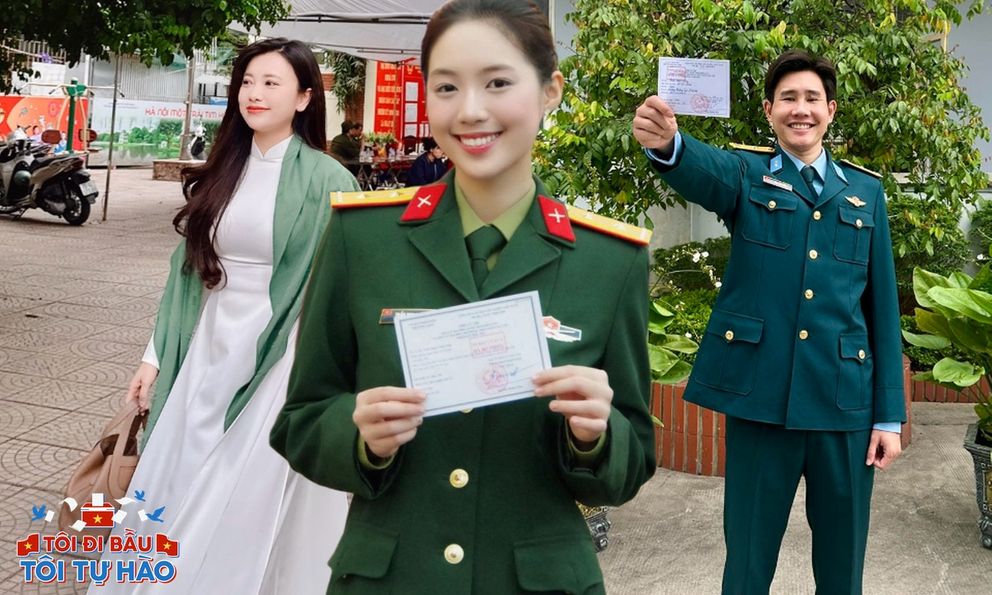 Mỹ nhân mang quân hàm Trung úy, con gái Nghệ sĩ Ưu tú và dàn KOL tham gia bầu cử: Rộn ràng ngày hội non sông!