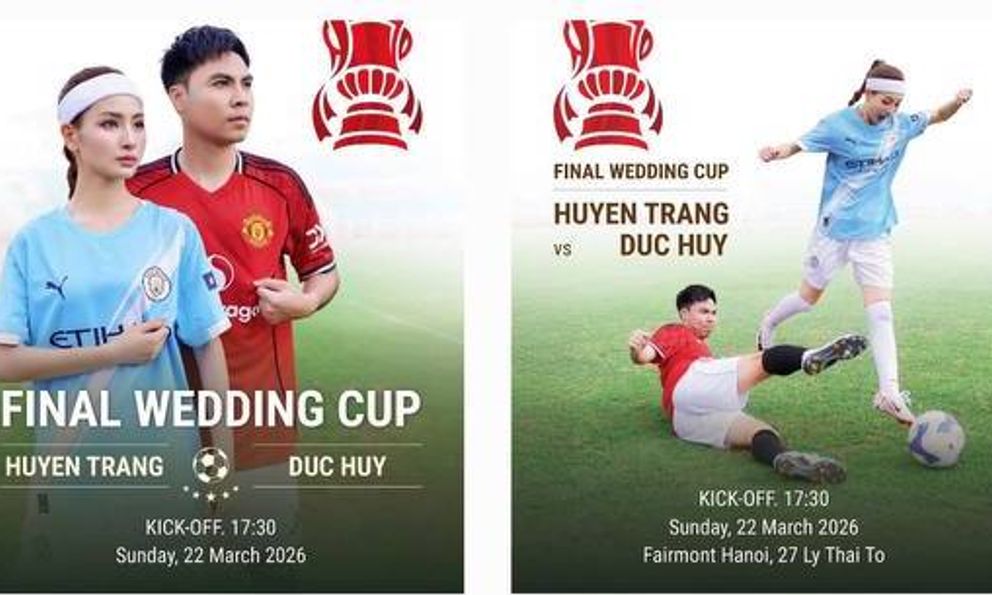Độc lạ thiệp cưới Đức Huy-MC Mù Tạt: Như poster trận đấu, đội nhà trai lừng lẫy Thường Châu, nhà gái toàn gương mặt quen thuộc VTV