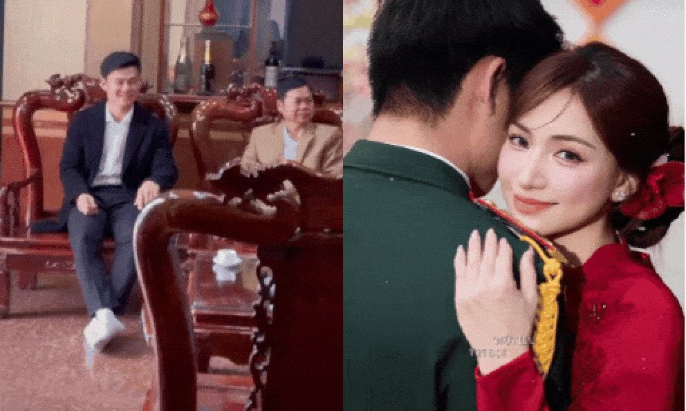 Clip Đại uý Thăng Văn Cương bẽn lẽn đi hỏi cưới Hoà Minzy, 1 chi tiết lộ rõ mối quan hệ với nhà vợ