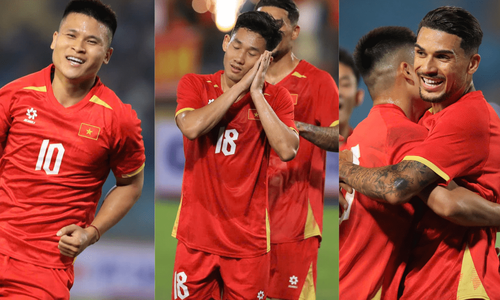 Ảnh: Đội tuyển Việt Nam 3 lần ăn mừng bàn thắng chỉ trong hiệp 1, cựu sao Ngoại hạng Anh cũng phải 