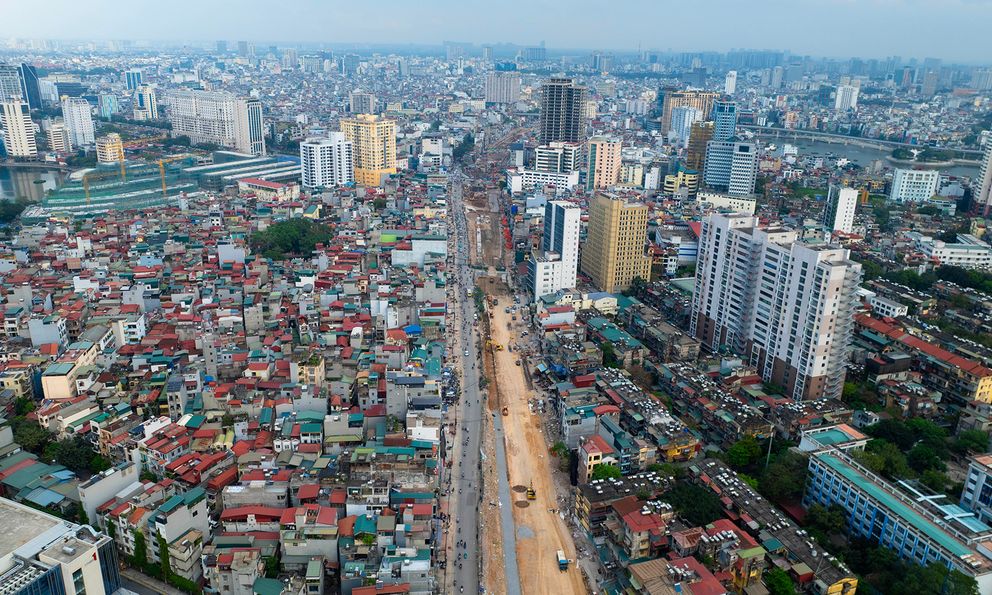 Nhìn từ trên cao, tuyến Vành đai 1 hơn 7.200 tỉ đồng giờ ra sao sau gần 3 tháng thi công?