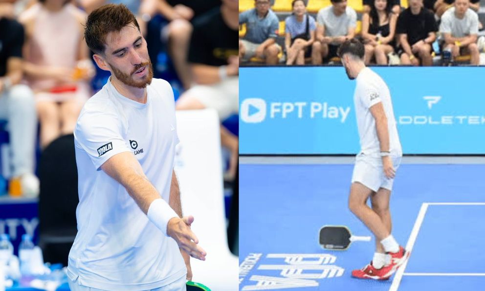 Tay vợt Top 2 PPA Staksrud “phụng phịu” suốt cả trận với Vinh Hiển, 