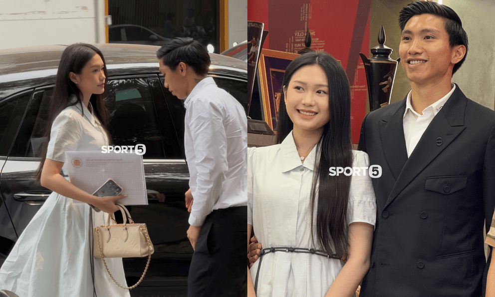 Văn Hậu lái Porsche đưa Doãn Hải My cùng đi gia hạn hợp đồng với CLB CAHN, nàng WAG qua 