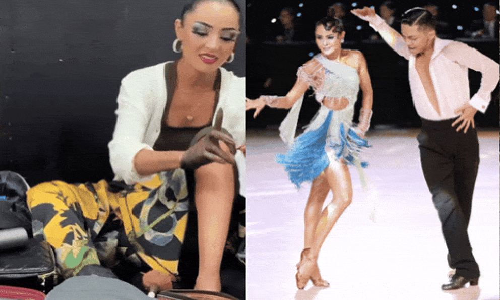 Kiện tướng Đặng Thu Hương - bạn nhảy của Phan Hiển miệt mài nhuộm da, già đi chục tuổi để không bị đối thủ 