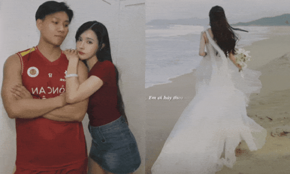 Tuyển thủ Văn Thanh và vợ tiểu thư 