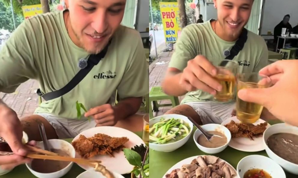 Khách Tây lần đầu thử lòng lợn, ngỡ ngàng vì cảnh tượng diễn ra lúc 7 giờ sáng