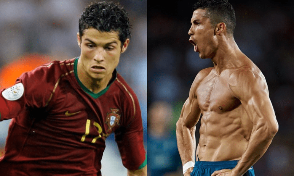 Ronaldo tăng cơ bắp, cao thêm 5cm so với lần đầu dự World Cup 20 năm trước, nhưng giá trị lại tụt dốc không phanh