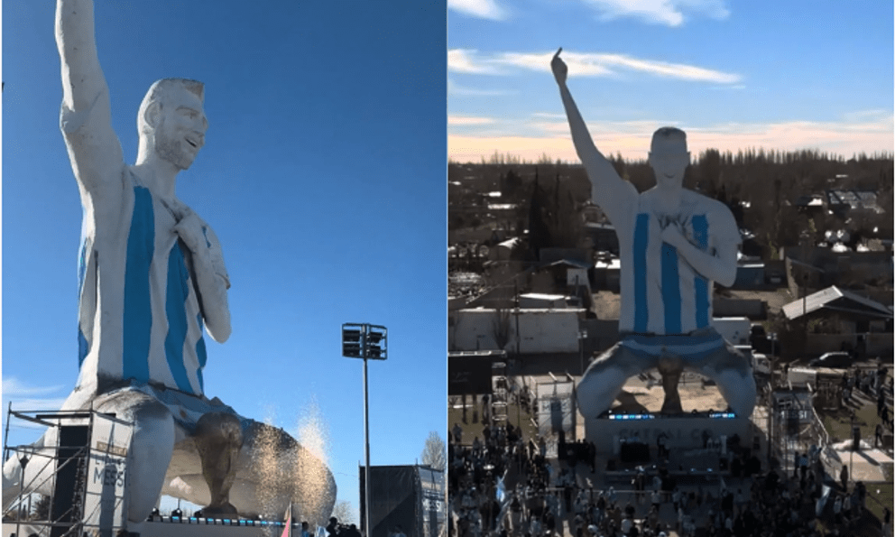 Bức tượng khổng lồ cao 26m của Messi bị chê khắp nơi, còn so với tượng Ronaldo