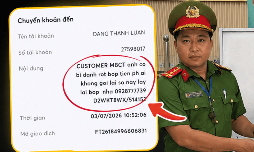 Nhặt được ví và thẻ ngân hàng, Đại úy Công an ở TP.HCM dùng giao dịch 1.000 đồng để gửi 