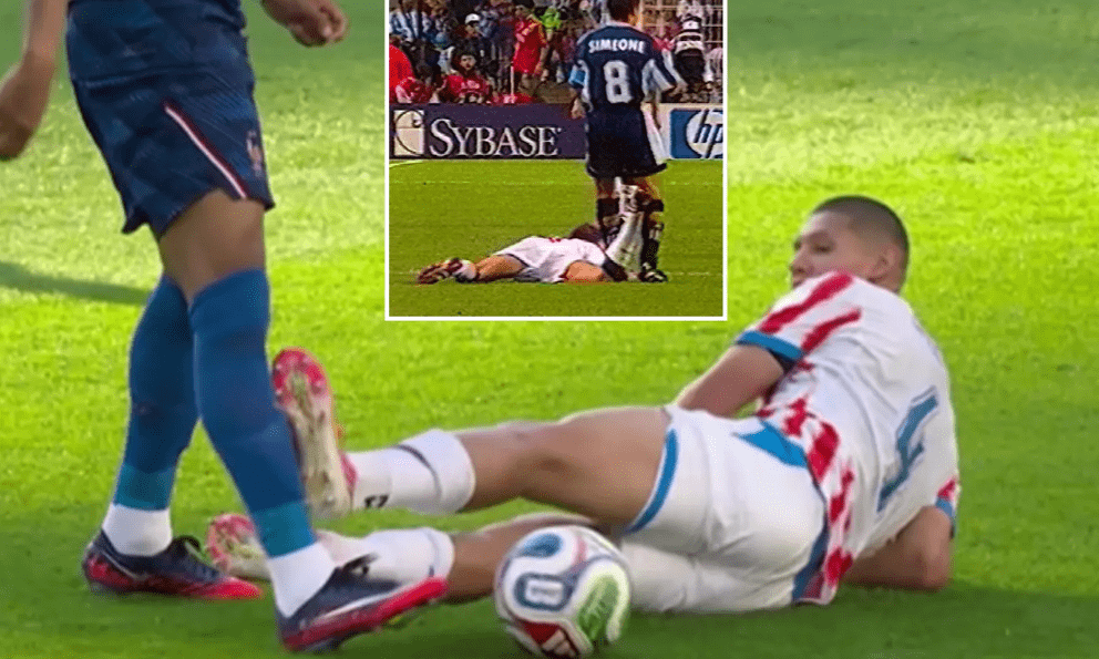 Cầu thủ Paraguay đá thẳng vào ống đồng của Mbappe vẫn thoát thẻ phạt, David Beckham từng làm tương tự thì bị đuổi khỏi sân