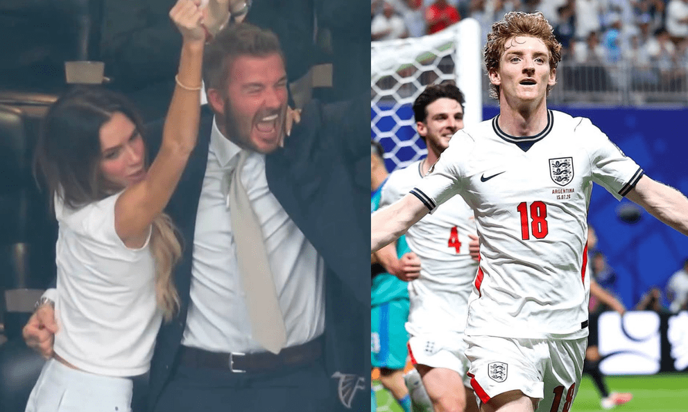 David Beckham ôm Victoria nhảy lên ăn mừng cuồng nhiệt khi Gordon lập siêu phẩm, ĐT Anh xé lưới Argentina!