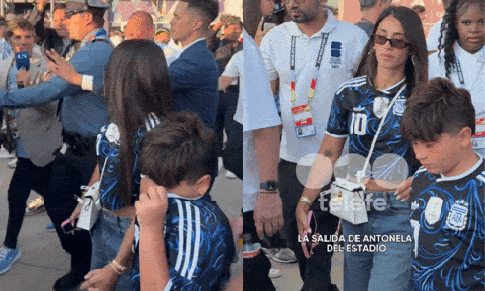 Vợ Messi lặng lẽ rời đi sau thất bại ở chung kết World Cup, cậu quý tử buồn bã kéo áo lau nước mắt gây sốt