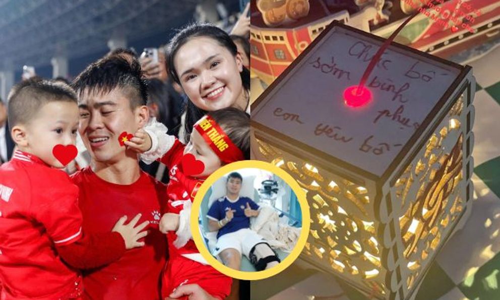 Xúc động lời nhắn con trai Duy Mạnh viết lên chiếc đèn lồng Trung thu gửi bố sau ca phẫu thuật chấn thương tại Mỹ