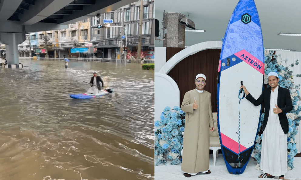  MC đám cưới chèo thuyền vượt đèn đỏ giữa ngày Bangkok ngập lụt, cảnh sát giao thông nói 1 câu hút 17 triệu người 
