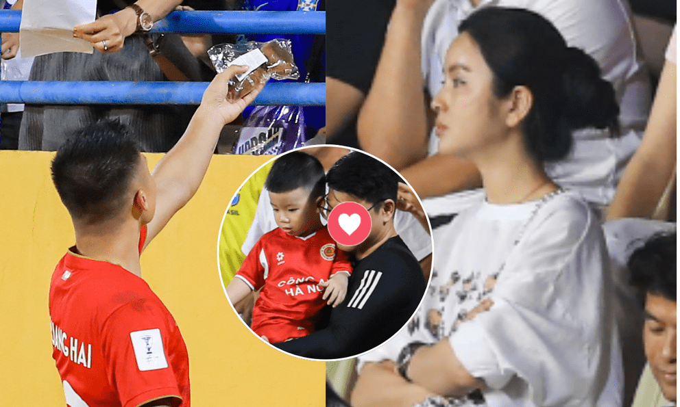 Khoảnh khắc đáng yêu của Quang Hải và con trai trên sân Hàng Đẫy 
