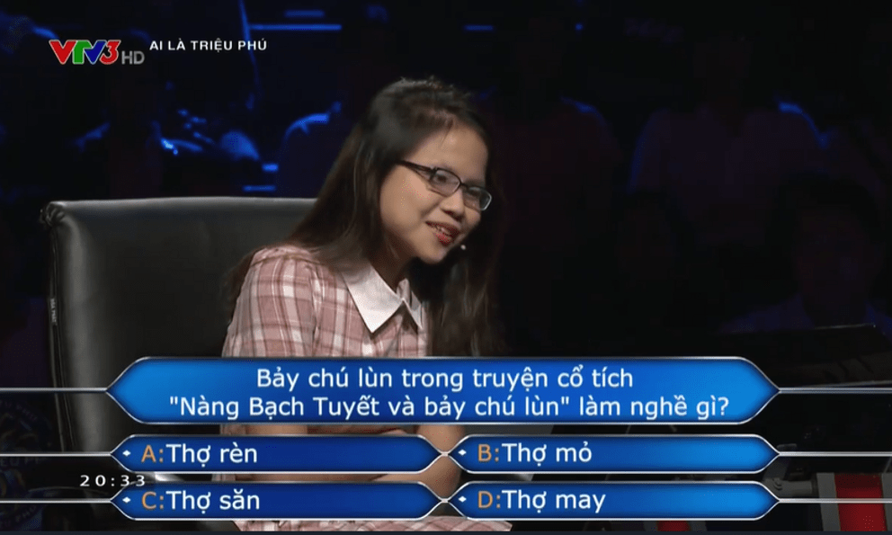 7 chú lùn trong truyện Bạch Tuyết làm nghề gì? Đáp án đơn giản nhưng người chơi phải tốn 2 quyền trợ giúp mới tìm ra