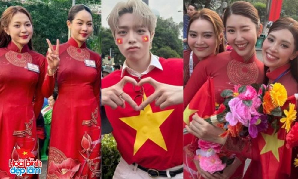 Đại lễ 30/4: Lan Ngọc, Tiểu Vy và dàn sao Việt tự hào tham gia diễu hành, Hoà Minzy đưa con trai 