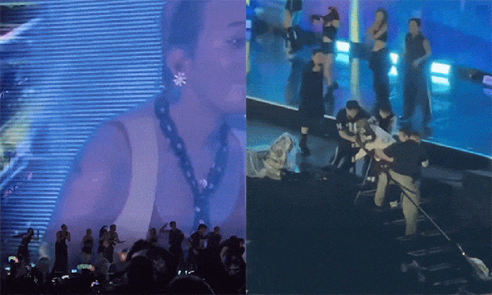 Phản ứng của G-Dragon trong khoảnh khắc fan cuồng lao lên sân khấu khi đang biểu diễn tại Mỹ Đình