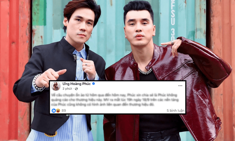  Ưng Hoàng Phúc chính thức phản hồi về MV dính hình ảnh nghi vấn quảng cáo web cá độ 