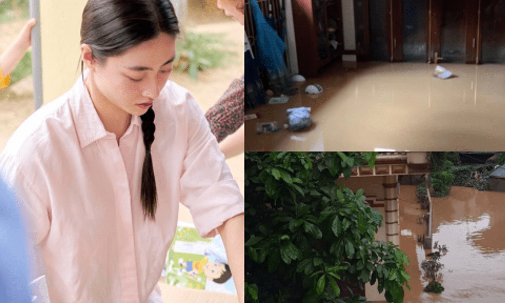 Nhà Hoa hậu Lương Thuỳ Linh ở Cao Bằng bị ngập sâu, cảnh tượng bên trong khiến nàng hậu thốt lên 
