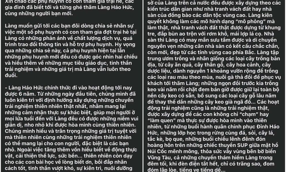 Vụ trẻ đi trại hè bị bắt nạt, 8 ngày không dám đi vệ sinh vì bẩn, Làng Háo Hức khẳng định: Những trải nghiệm này giúp các con thêm trân trọng và biết ơn